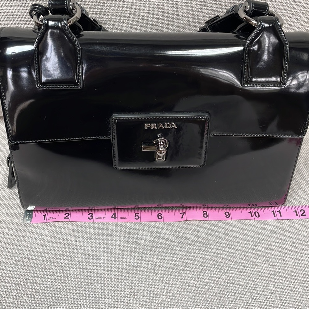 Prada Black Patent Leather Top-Handle Bag - Picture 11 of 11